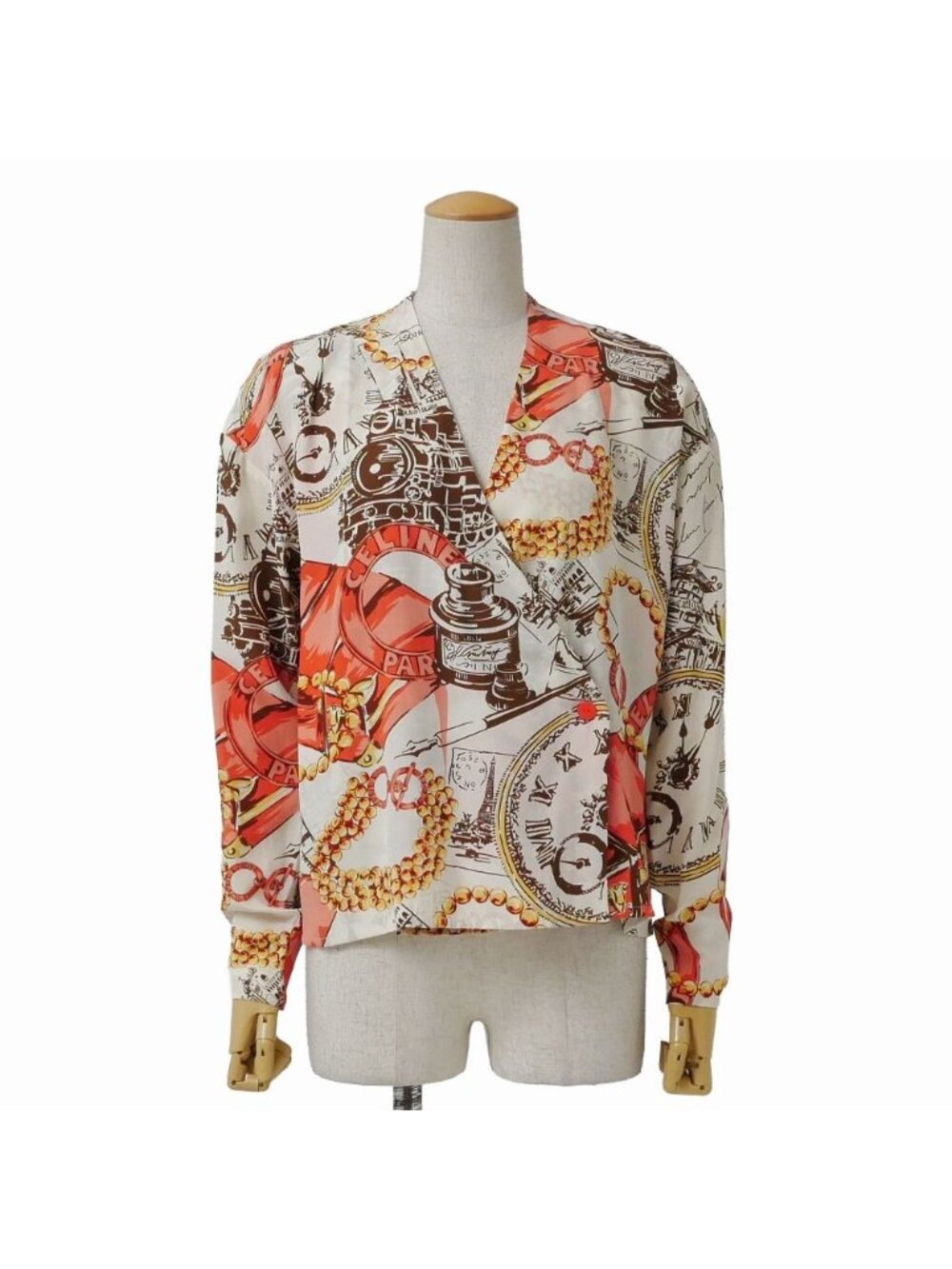 Celine Vintage Blouse Total Silk Kashkool Long Sleeve Shirt RB 38